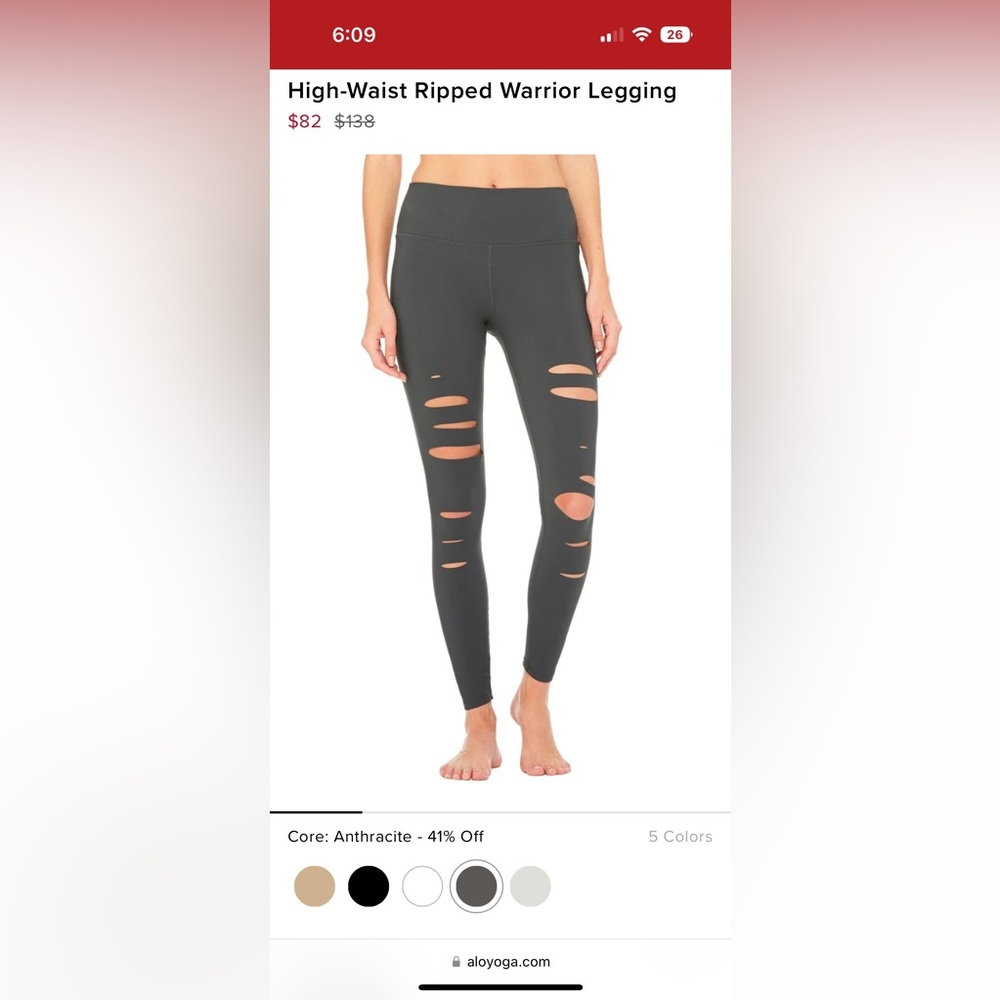 Alo high waist ripped warrior legging